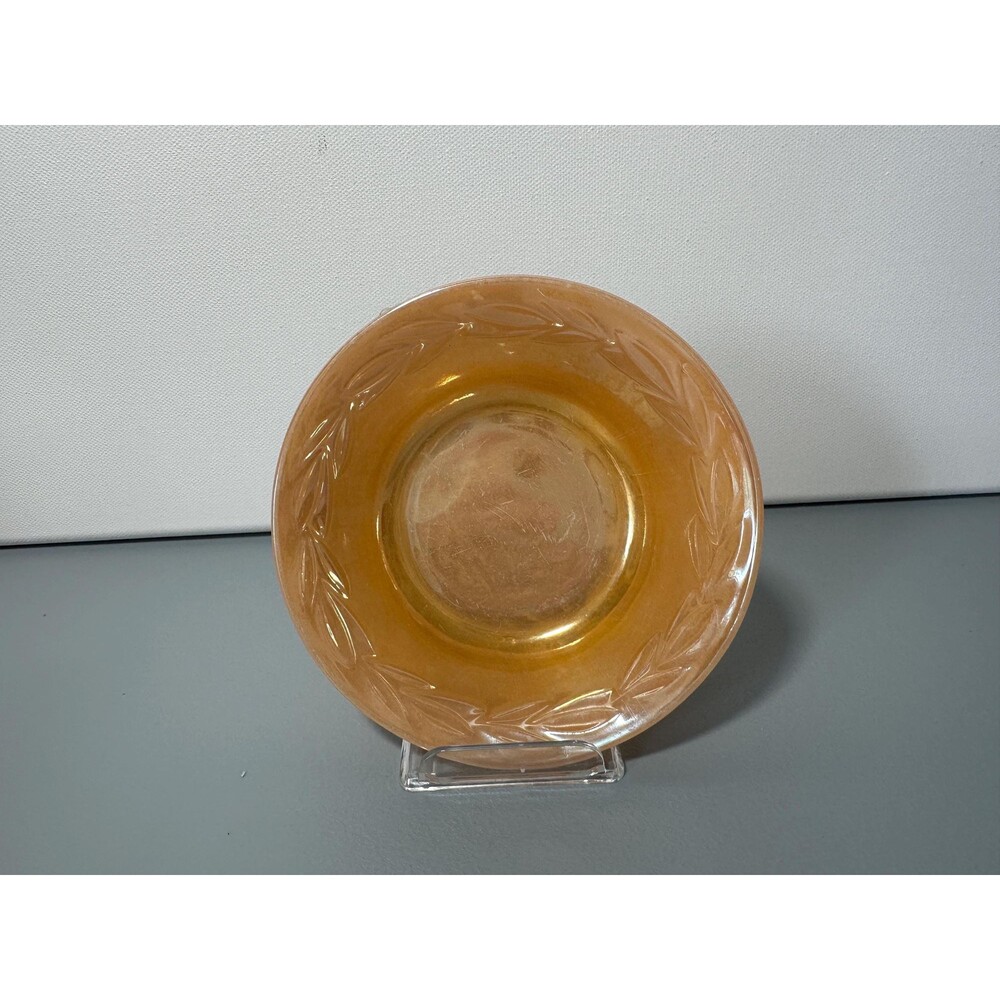 Vtg Fire King Peach Luster 5” Berry Bowl - Laurel Leaf Design Circa 1952-1963